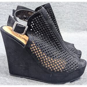 CHINESE LAUNDRY Womens Shoes - Black, Slingback, Wedge Heels, Size 6.5